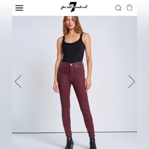 HIGH WAIST ANKLE SKINNY IN COATED RUBY RUST